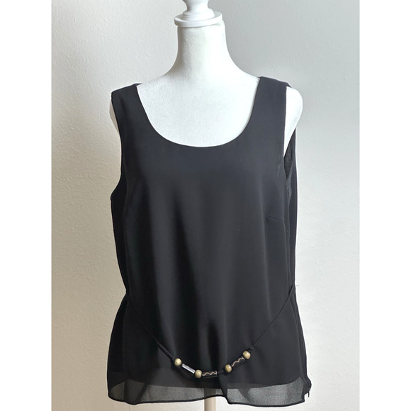Studio I Women’s Black Top Size 12 Black Sleeveless Top With Decorative Beads - Picture 12 of 16